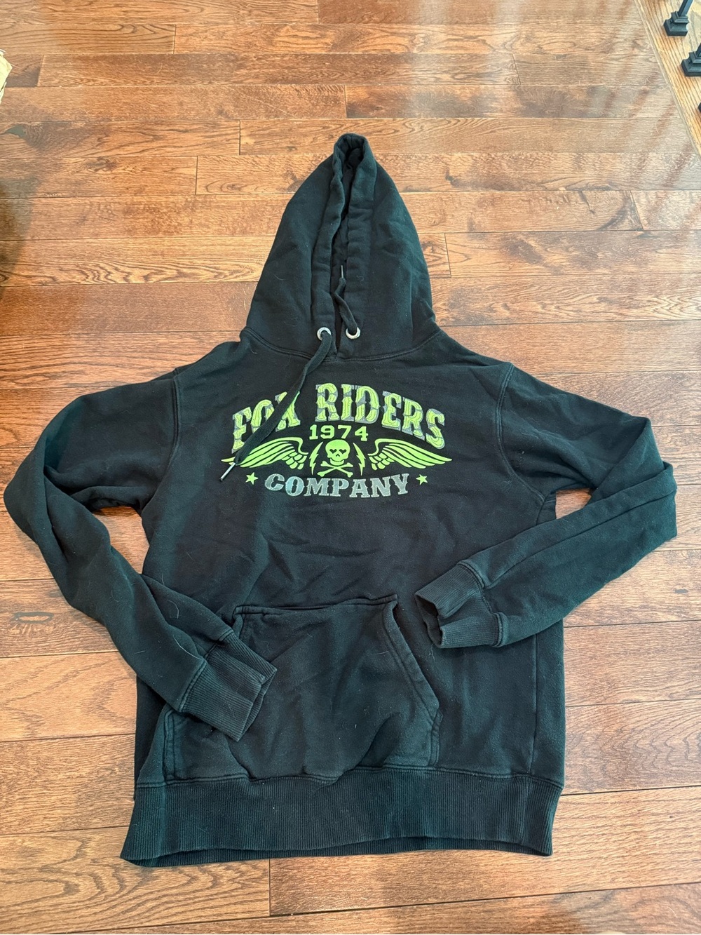 Fox Riders Black Hoodie with Lime Graphic